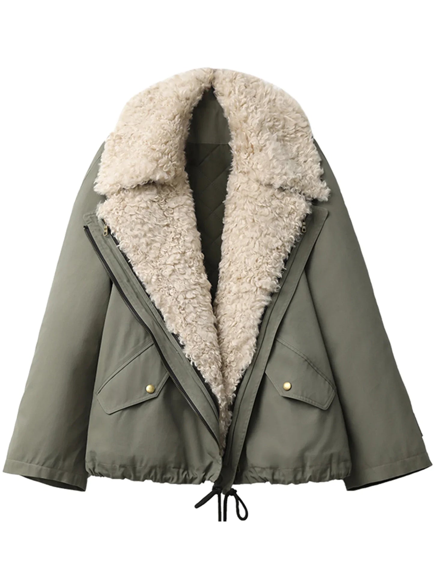 CHIC VEN Women Streetwear Loose Retro Motorcycle Cotton Jacket Thick Warm Overcoat Autumn Winter 2024