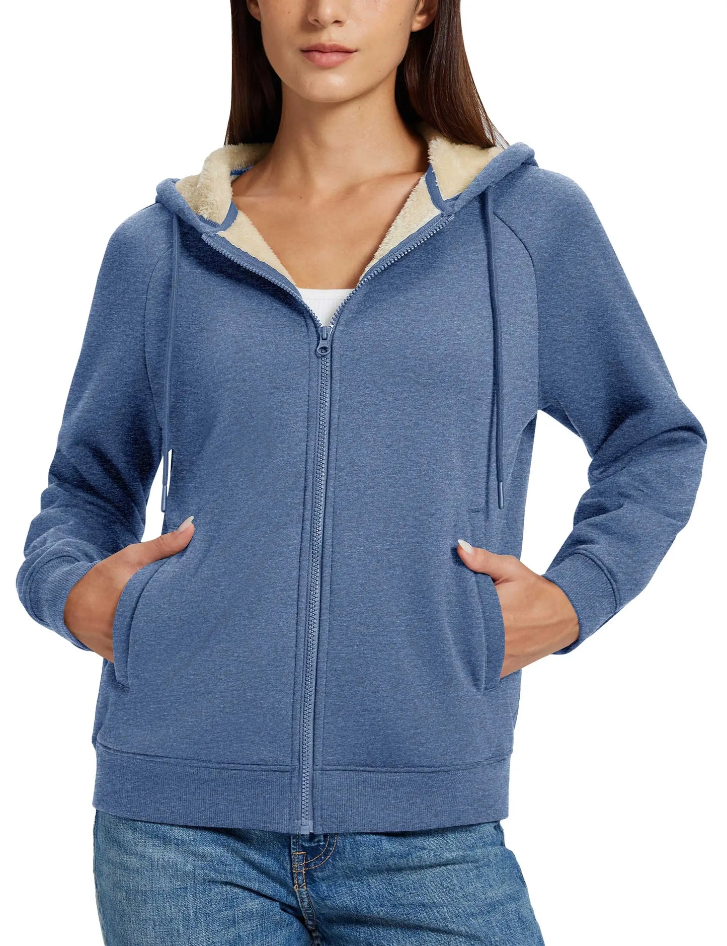 TACVASEN Women's Sherpa-Lined Full-Zip Hoodie Jacket Winter Warm Casual Outdoor Sweatshirt with Pockets