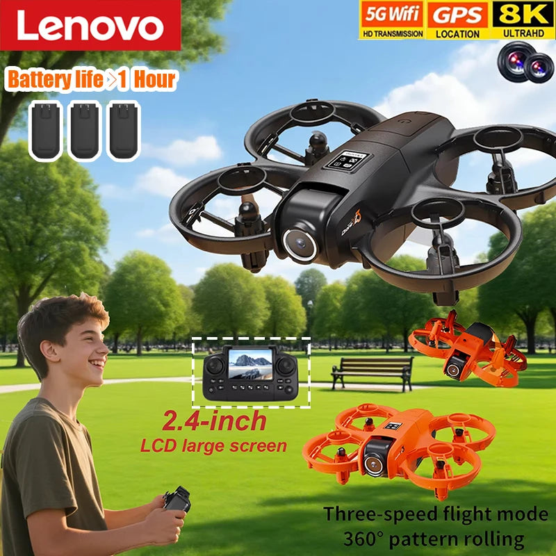 Lenovo GPS 8K HD Camera Drone | Screen Remote Control, Obstacle Avoidance, Multi-Battery Aerial Quadcopter with Ultra-Long Flight Time
