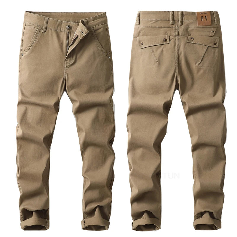 KSTUN Business Casual Pants For Men | Cotton Stretch Straight Regular Fit | High Quality Brand Men's Clothing, Big Size Trousers