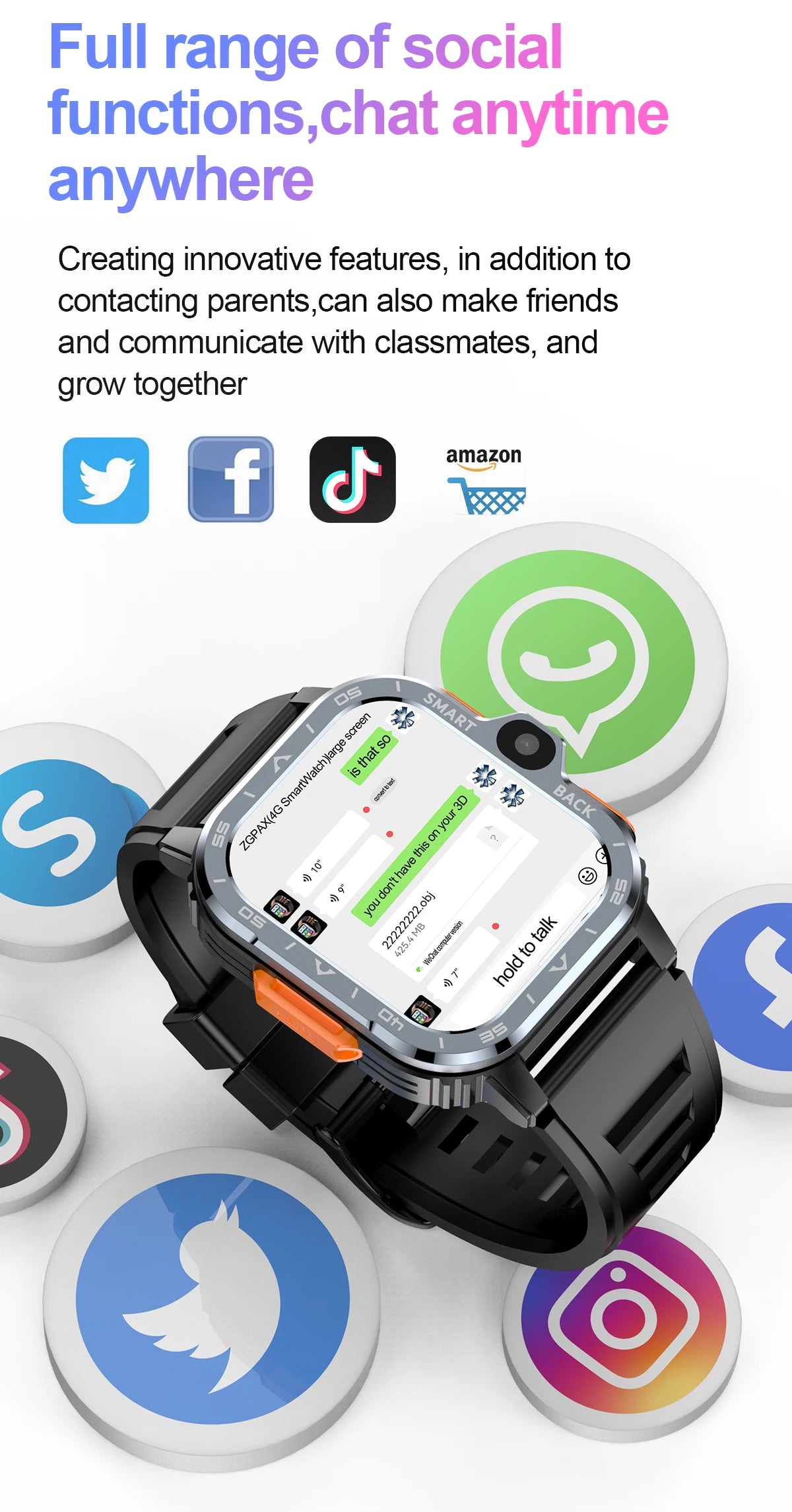 Valdus PGD Android Smart Watch | GPS, Dual Camera, NFC, 16/64GB ROM, 4G SIM, WiFi, Fast Internet