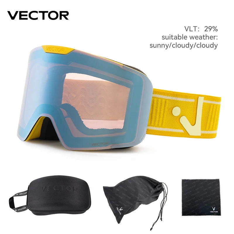 نظارات التزلج VECTOR للأطفال - نظارات تزلج على الجليد UV400 مع قناع تزلج مضاد للضباب للأطفال، وحماية من التزلج والرياضات الثلجية