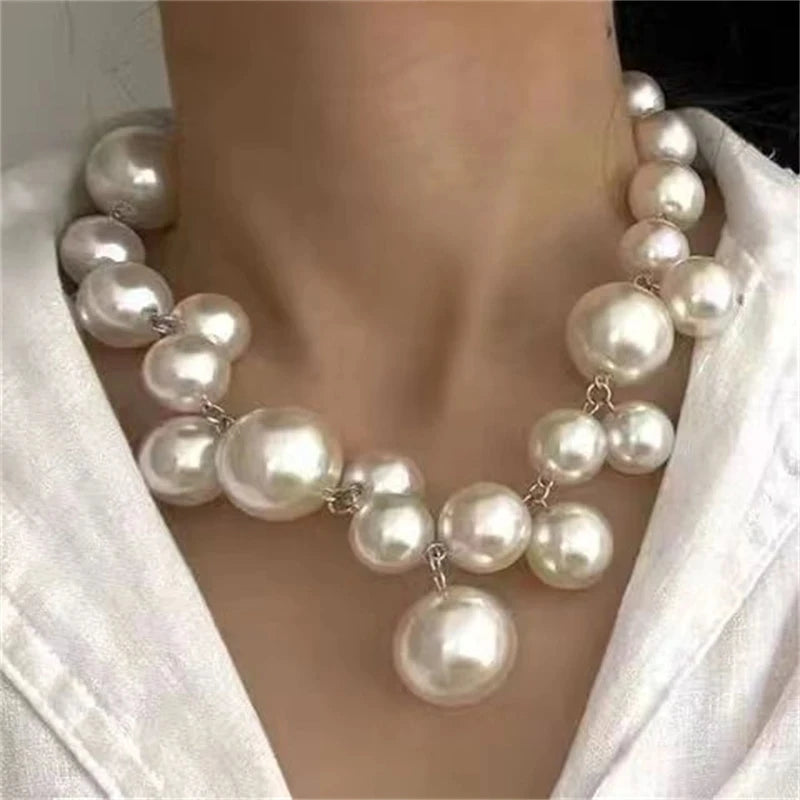 XIALUOKE Vintage Pearl Bead Necklace | Elegant Collarbone Chain for Women | Bride Wedding Pendant Jewelry