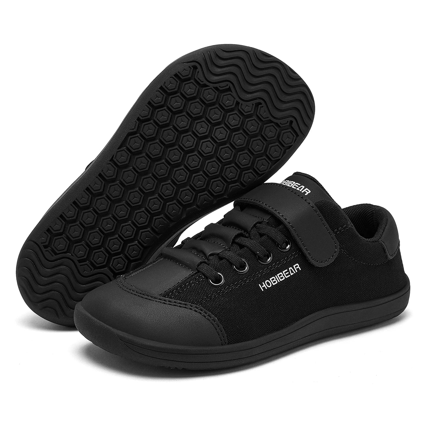 HOBIBEAR Kids Barefoot Shoes | Wide Toe Minimalist Leather Sneakers for Boys & Girls