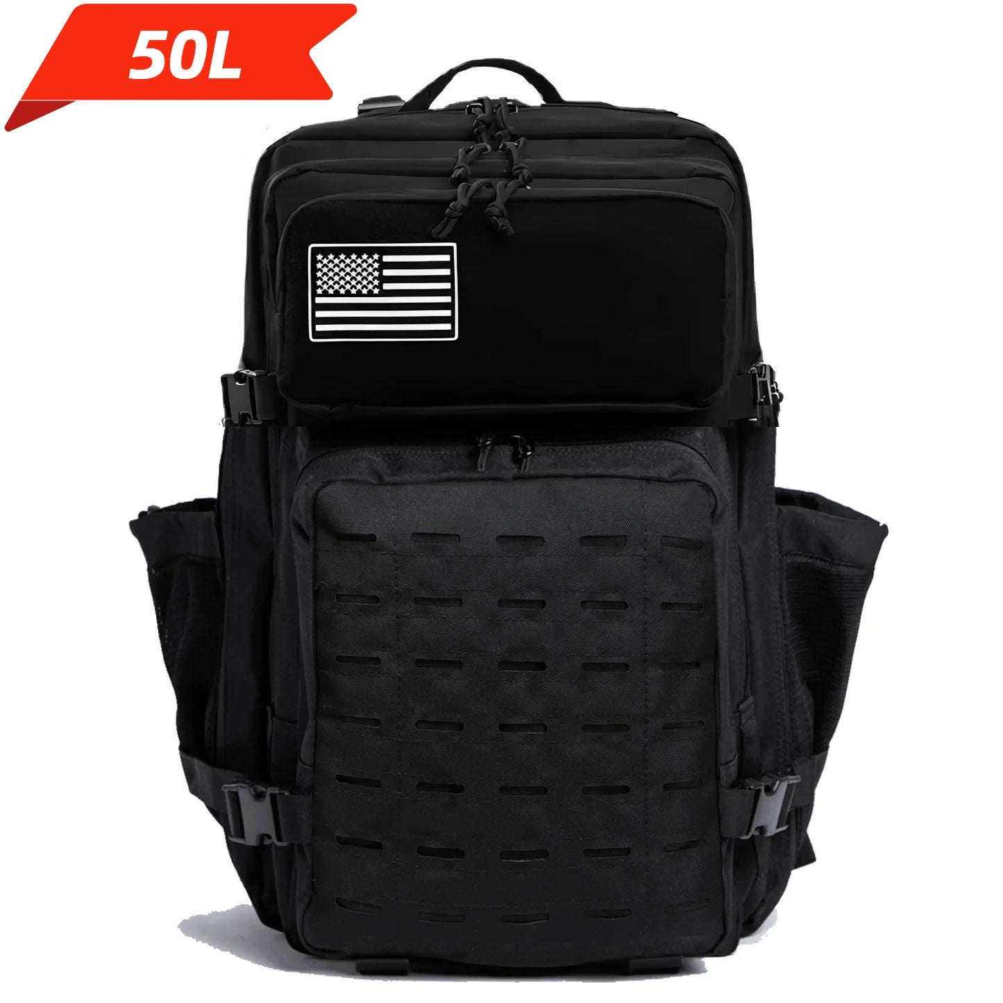 25L/50L Tactical Backpack | MOLLE Outdoor Hiking & Hunting Rucksack for Men with 2 Bottle Holders