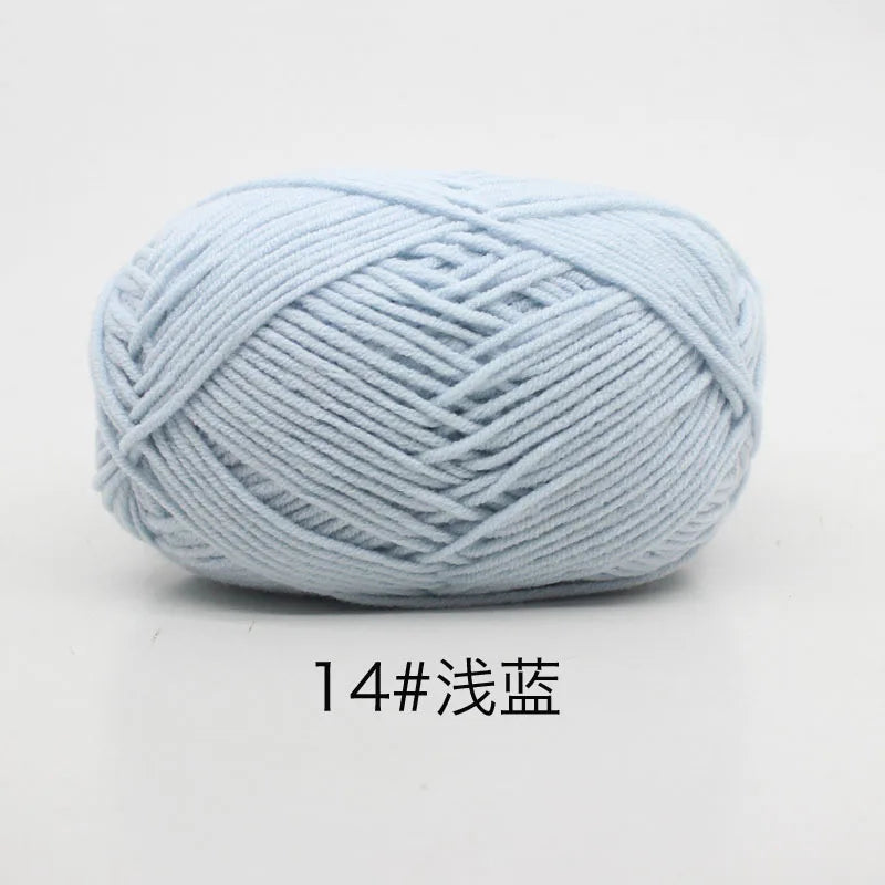 40–50g 4-Ply Milk Cotton Yarn (80%) – Dyed Knitting & Crochet Yarn for Sweaters, Hats, Dolls & Crafts