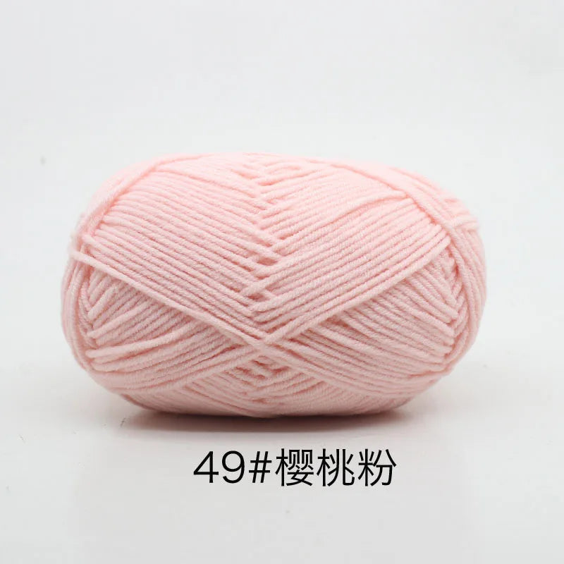 40–50g 4-Ply Milk Cotton Yarn (80%) – Dyed Knitting & Crochet Yarn for Sweaters, Hats, Dolls & Crafts