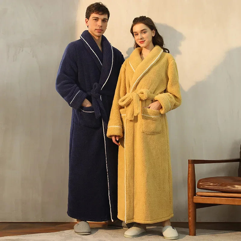2025 Autumn & Winter Cotton Robe | Thick Comfortable Bathrobe for Men & Women | Large Size Light Luxury Couple Homewear