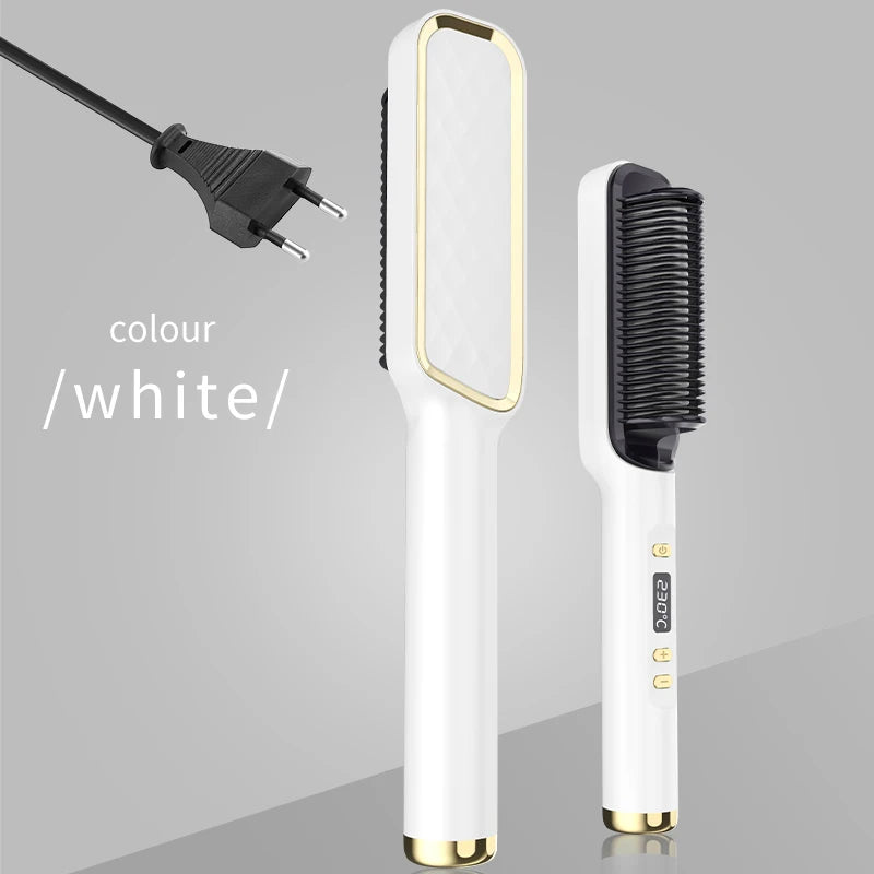 Electric Hot Comb Hair Straightener – Negative Ion Anti-Scald Straightening Brush & Styling Tool