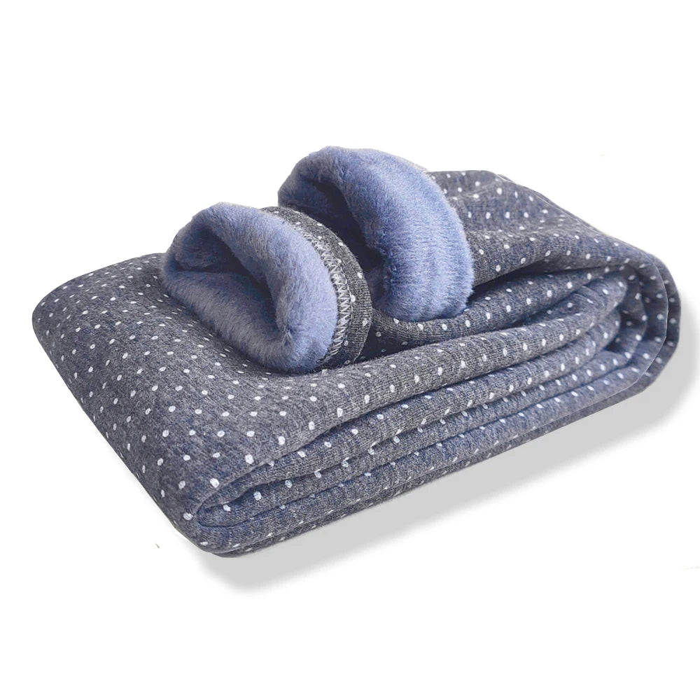 Girls Velvet Leggings Dot Print Warm Pants Autumn Winter Kids Cotton Trousers