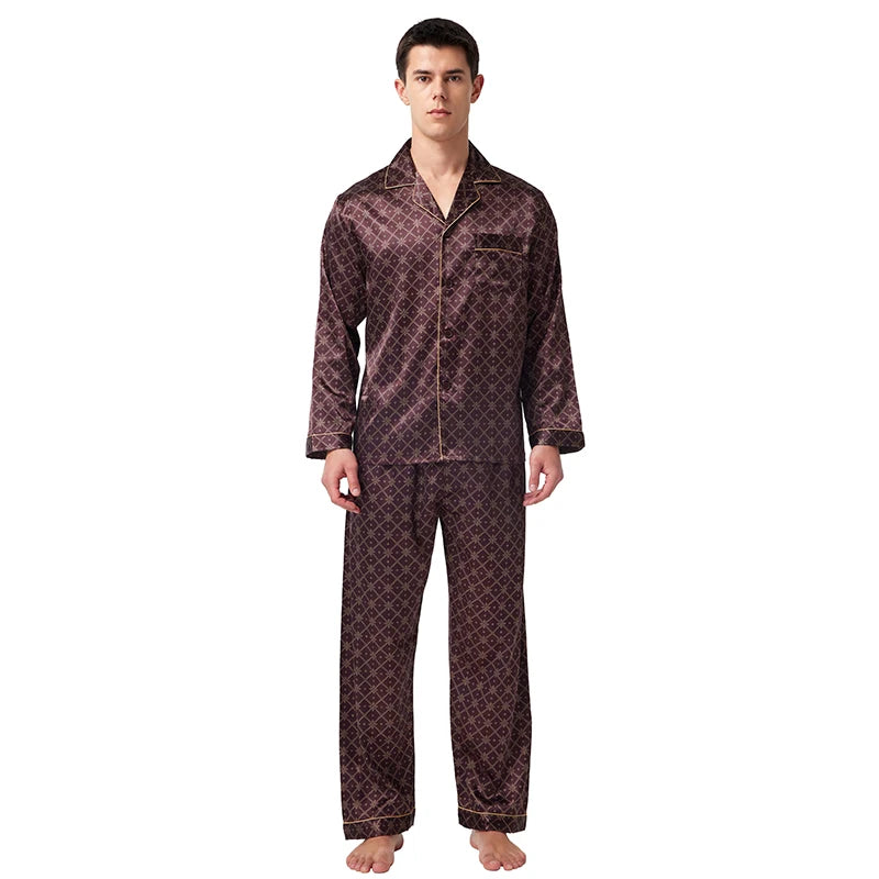 Tony & Candice Men's Satin Silk Pajama Set | Sexy Modern Soft & Cozy Sleepwear | Summer Nightwear for Men