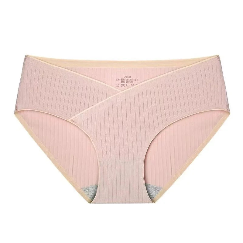 Stripe Jacquard Cotton Low Waist Maternity Panties Seamless Pregnancy Underwear Plus Size