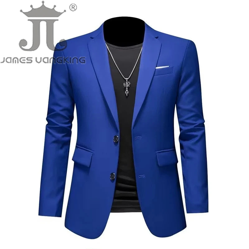 Men's High-End Solid Color Blazer – Casual Business & Groom Wedding Suit Jacket
