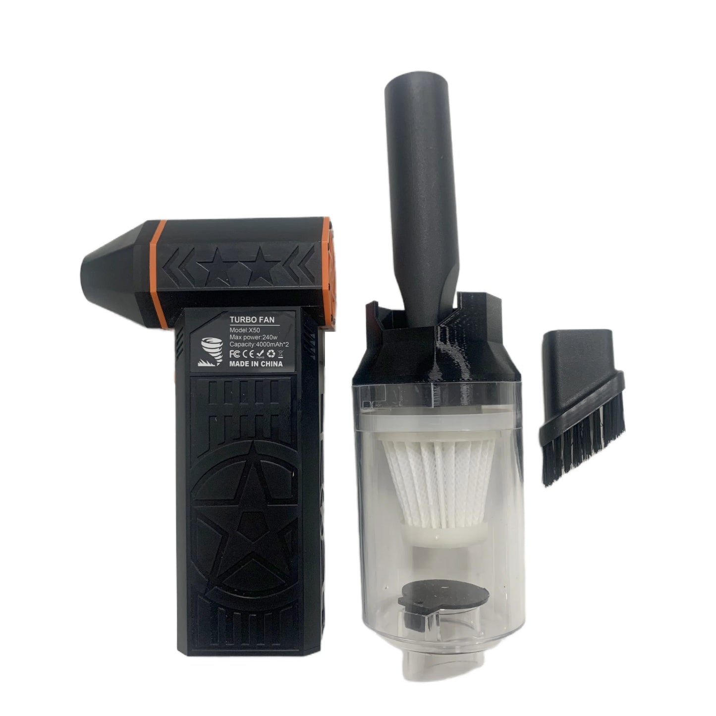 Fiizreal X50 Brushless Turbo Fan – 240W High-Speed Portable Camping Fan, 8000mAh Rechargeable, 57 m/s Typhoon Wind, USB-C Charging