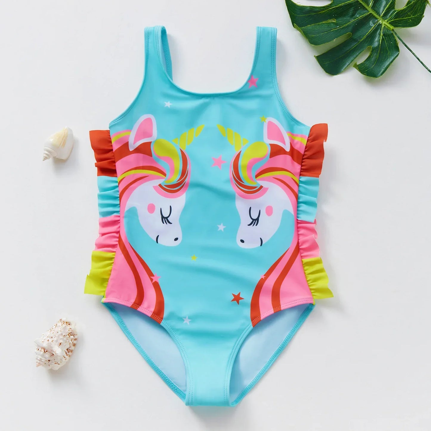 Girls One-Piece Mermaid Swimsuit Fish Scale Unicorn Kids Beachwear Ages 2-8