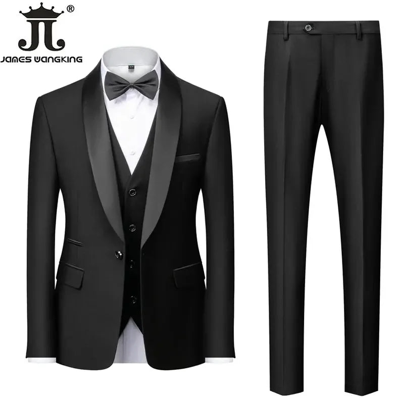 Men's M-6XL Formal 3-Piece Suit – Jacket, Vest & Pants for Business, Wedding & Parties