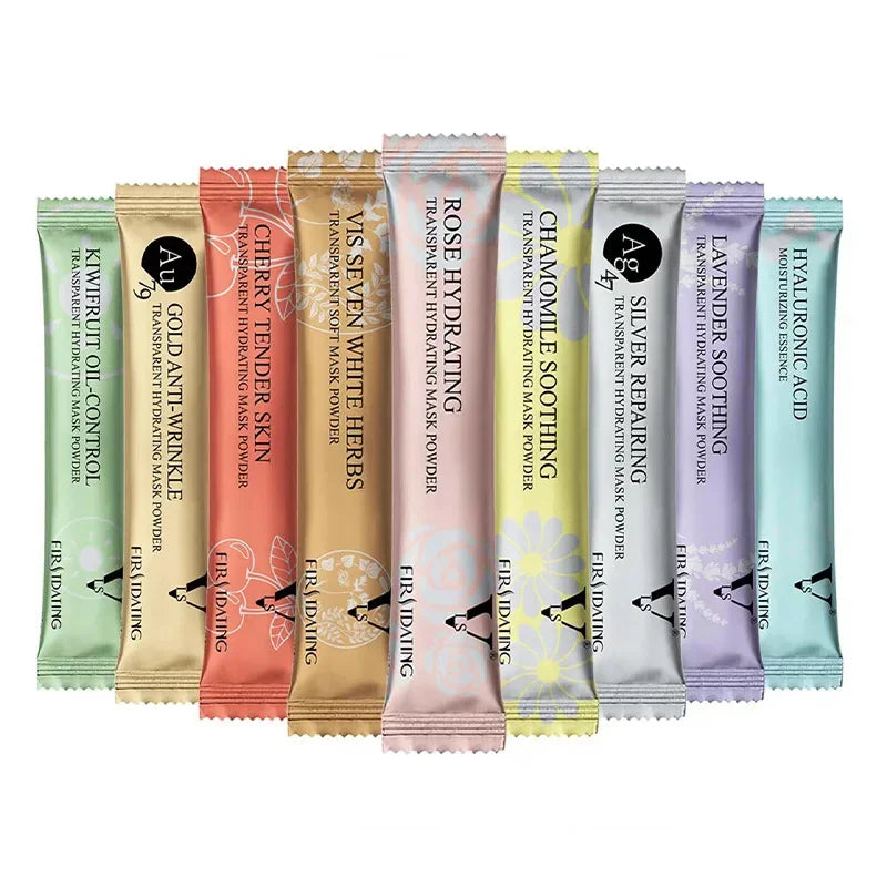 قناع بودرة مرطب هيدروجيلي - قناع مطاطي مقشر للوجه بكولاجين الورد لتبييض البشرة وترطيبها والعناية بها