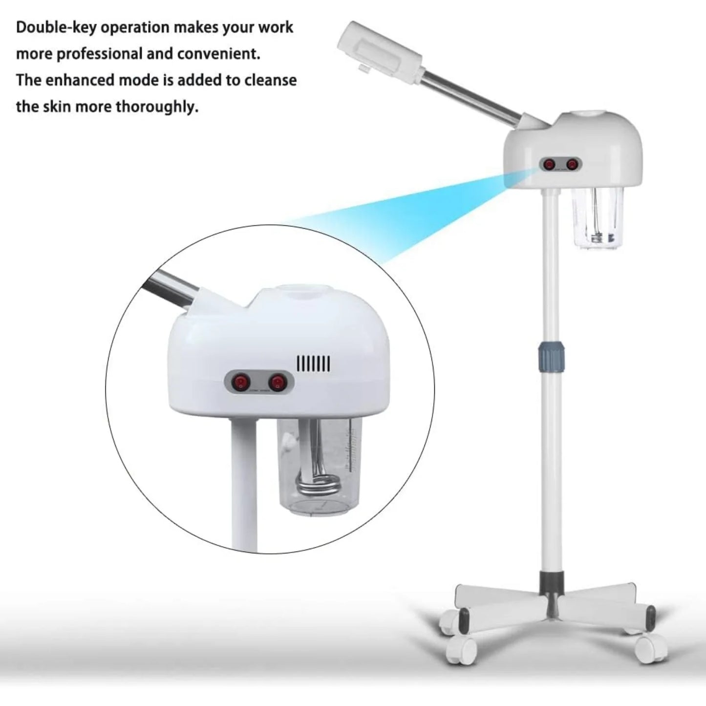 جهاز بخار احترافي للوجه مع فوهة دوارة 360 درجة - جهاز بخار للتنظيف العميق لصالونات التجميل والاستخدام المنزلي