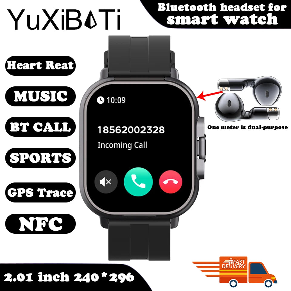 TWS 2-in-1 Smart Watch with Earphones – Wireless Bluetooth Call, Health Monitor, Fitness Tracker, Sports Smartwatch