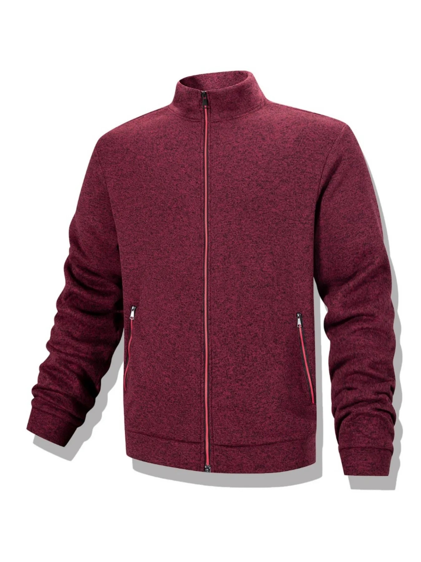Men’s Full-Zip Stand Collar Sweatshirt Jacket – Autumn Winter Windproof Warm Coat