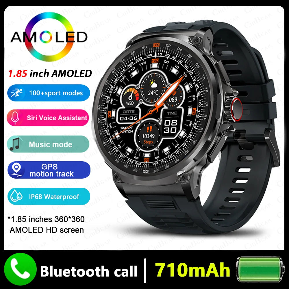 GPS Smart Watch | 1.85'' AMOLED HD Display, 710mAh Battery, Bluetooth Call, Sports Fitness Tracker