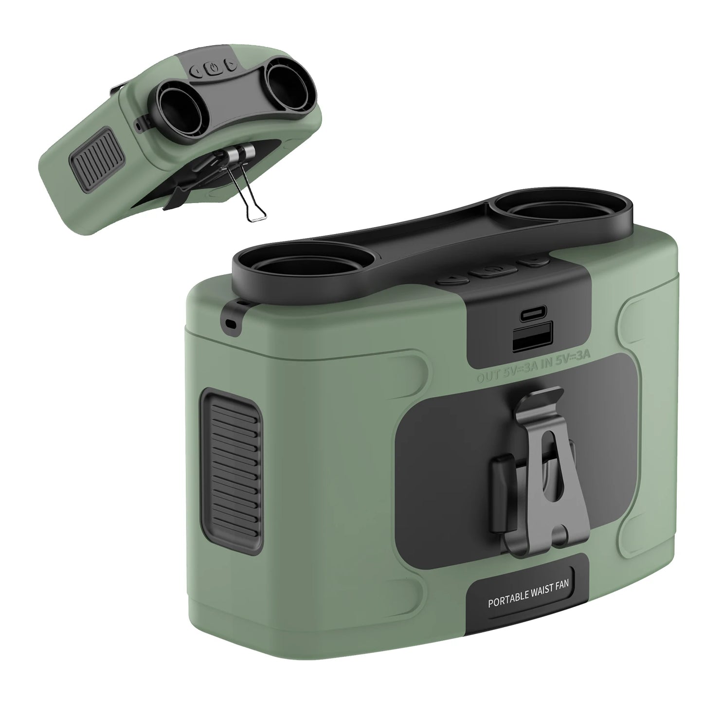 مروحة سوكولفان الخارجية للخصر والرقبة، بسعة ٢٠٠٠٠ مللي أمبير/ساعة - مروحة تبريد قوية قابلة للارتداء مع بنك طاقة للرياضة والتوصيل والعمل في الهواء الطلق