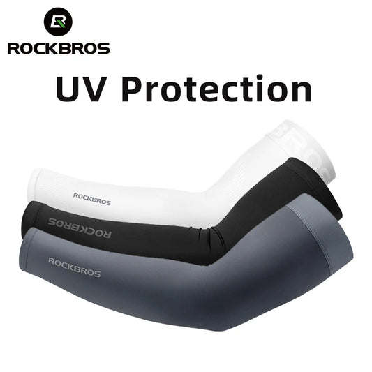 أكمام ذراع ROCKBROS Ice Fabric UV400 - قابلة للتهوية، سريعة الجفاف، حماية من الشمس للجري والتخييم والرياضات الصيفية