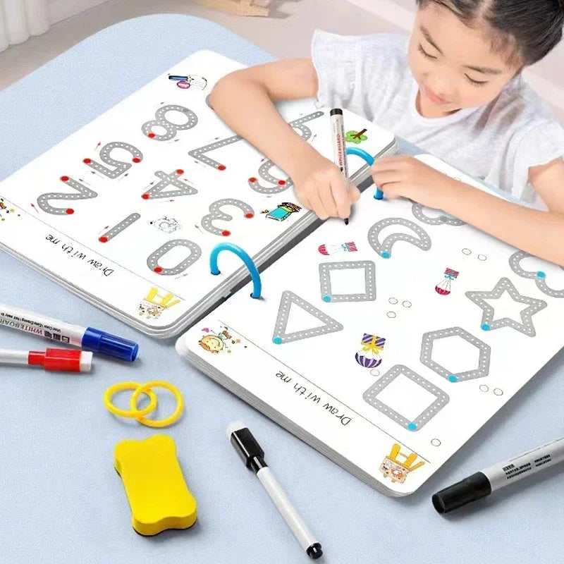 Magical Tracing Workbook – Reusable Montessori Drawing & Handwriting Practice Copybook with Pen Control Training for Kids