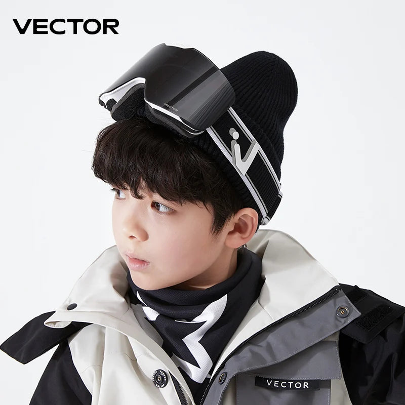نظارات التزلج VECTOR للأطفال - نظارات تزلج على الجليد UV400 مع قناع تزلج مضاد للضباب للأطفال، وحماية من التزلج والرياضات الثلجية