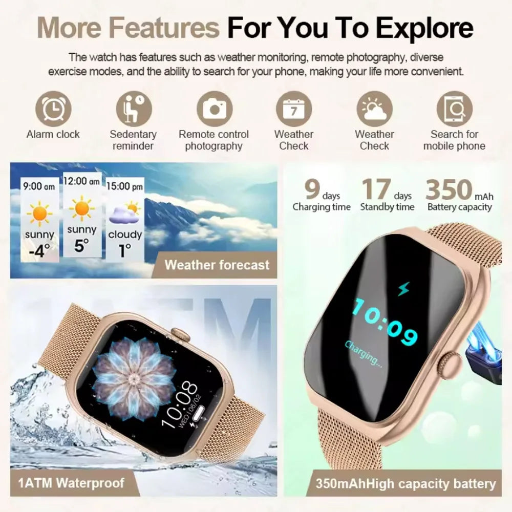 2025 New Xiaomi Smart Watch for Women – Heart Rate, Health Monitoring, BT Calling, IP68 Waterproof