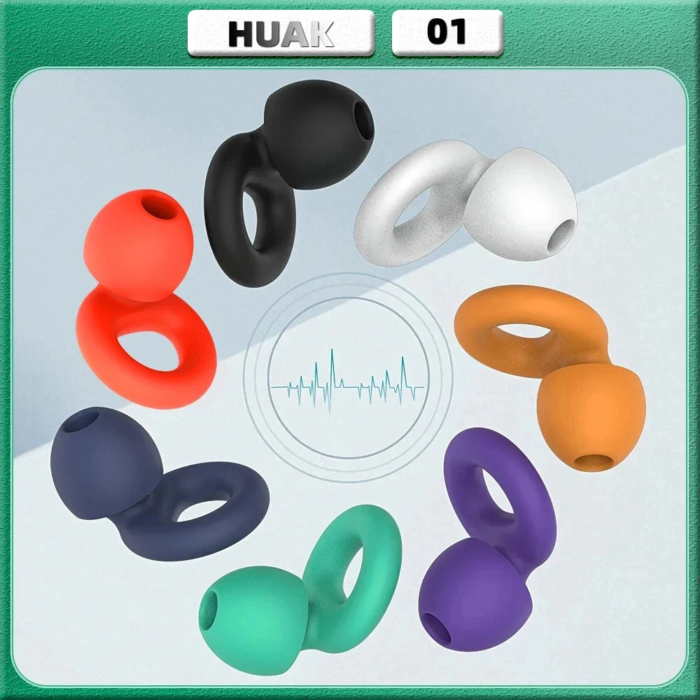 HUAK 01 Quiet Ear Plugs • Noise Reduction • Super Soft • Reusable Hearing Protection • Sleep • Swim • Work • 8 Ear Tips (XS/S/M/L)