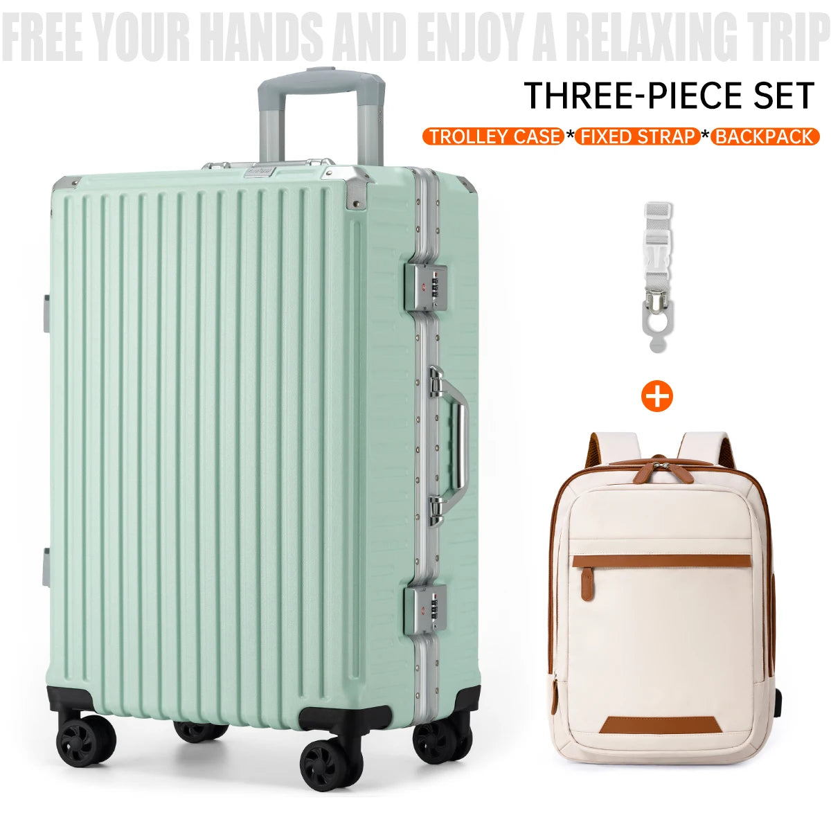 Aluminum Frame Trolley Luggage | Rolling Suitcase with USB & Combination Lock | 20/24/26/28 Inch Carry-On