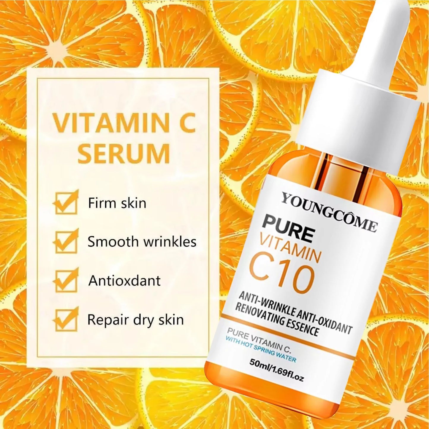 Vitamin C Facial Essence – Brightening Serum with Hyaluronic Acid for Moisturizing, Fine Line Repair & Dull Skin Care