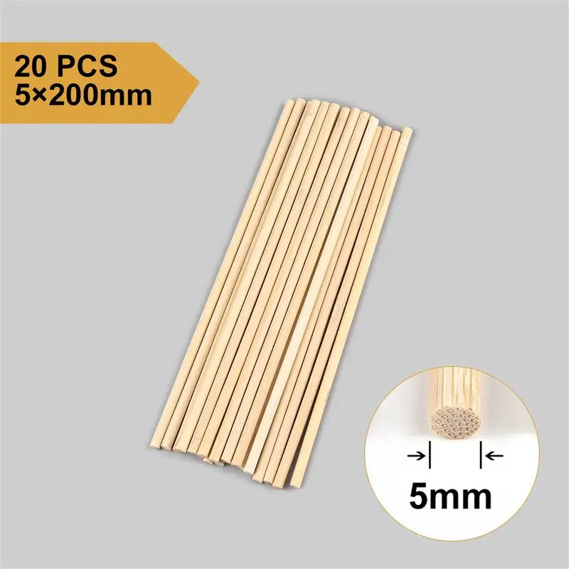 3–8mm Round Natural Wooden Bamboo Sticks – DIY Craft Material for Handmade Projects & Woodworking Supplies