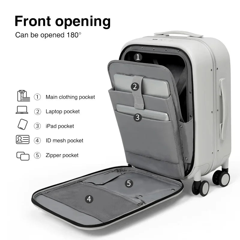 Mixi Patent Design Aluminum Frame Suitcase | Carry-On Rolling Luggage Cabin Bag M9260 | 18/20/24 Inch