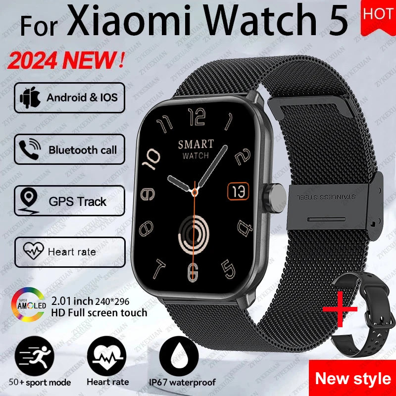 Xiaomi Watch 5 Global Version – AMOLED Screen, Heart Rate, Bluetooth Call, GPS, Waterproof Sports Smart Watch