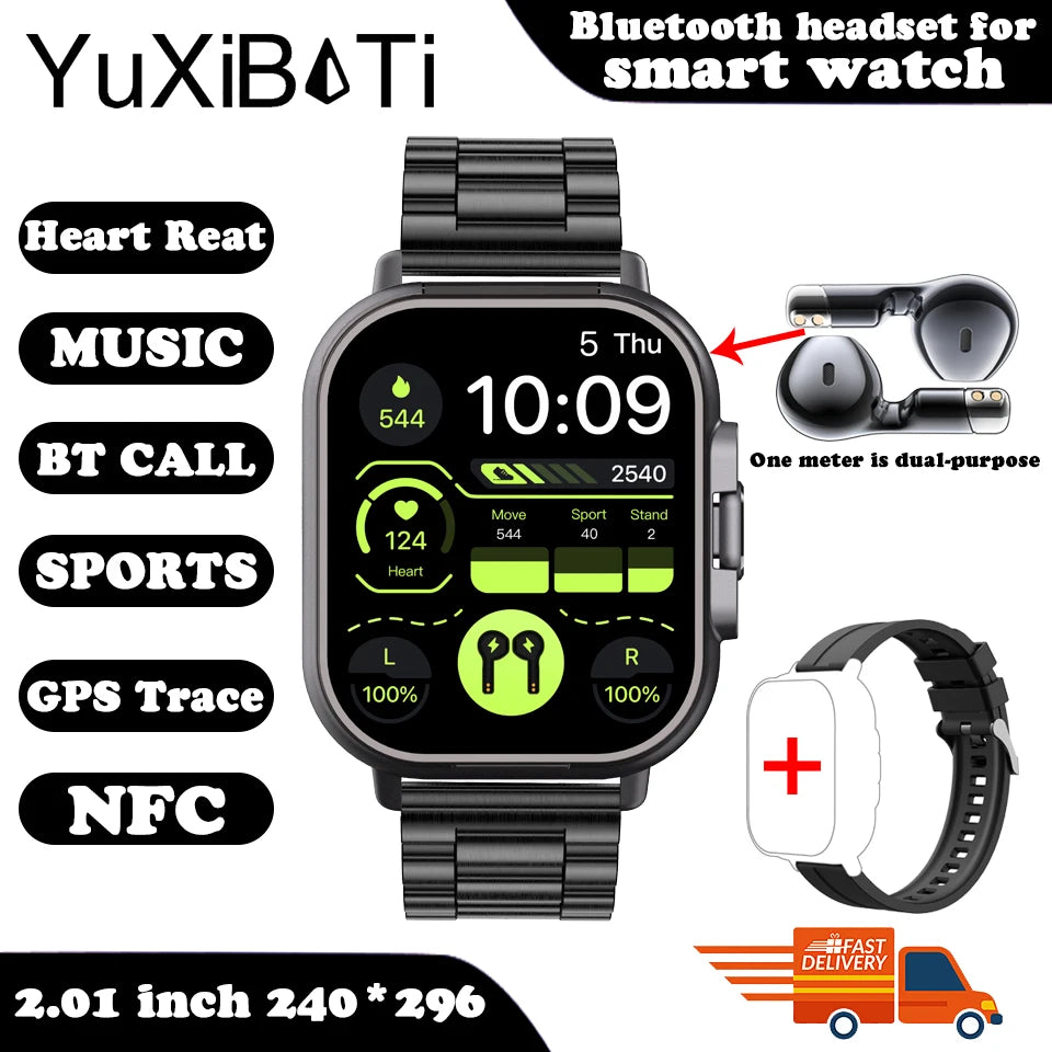 TWS 2-in-1 Smart Watch with Earphones – Wireless Bluetooth Call, Health Monitor, Fitness Tracker, Sports Smartwatch