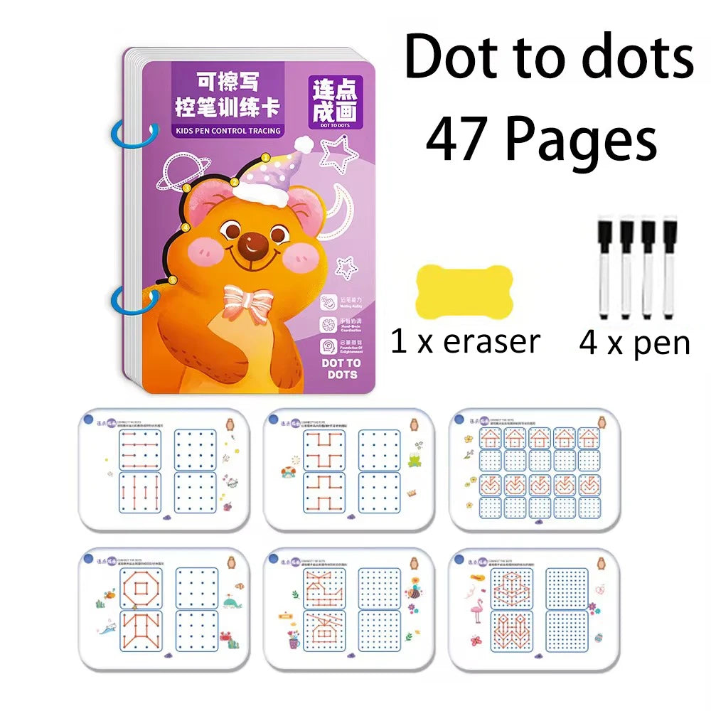 Magical Tracing Workbook – Reusable Calligraphy & Drawing Copybook for Toddlers, Kids Learning & Montessori Practice