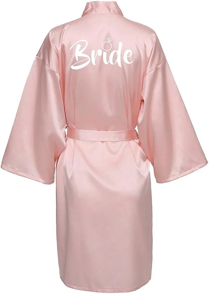 Women's Satin Silk Robe | Wedding Bathrobe Bride & Bridesmaid Sleepwear Gown M030