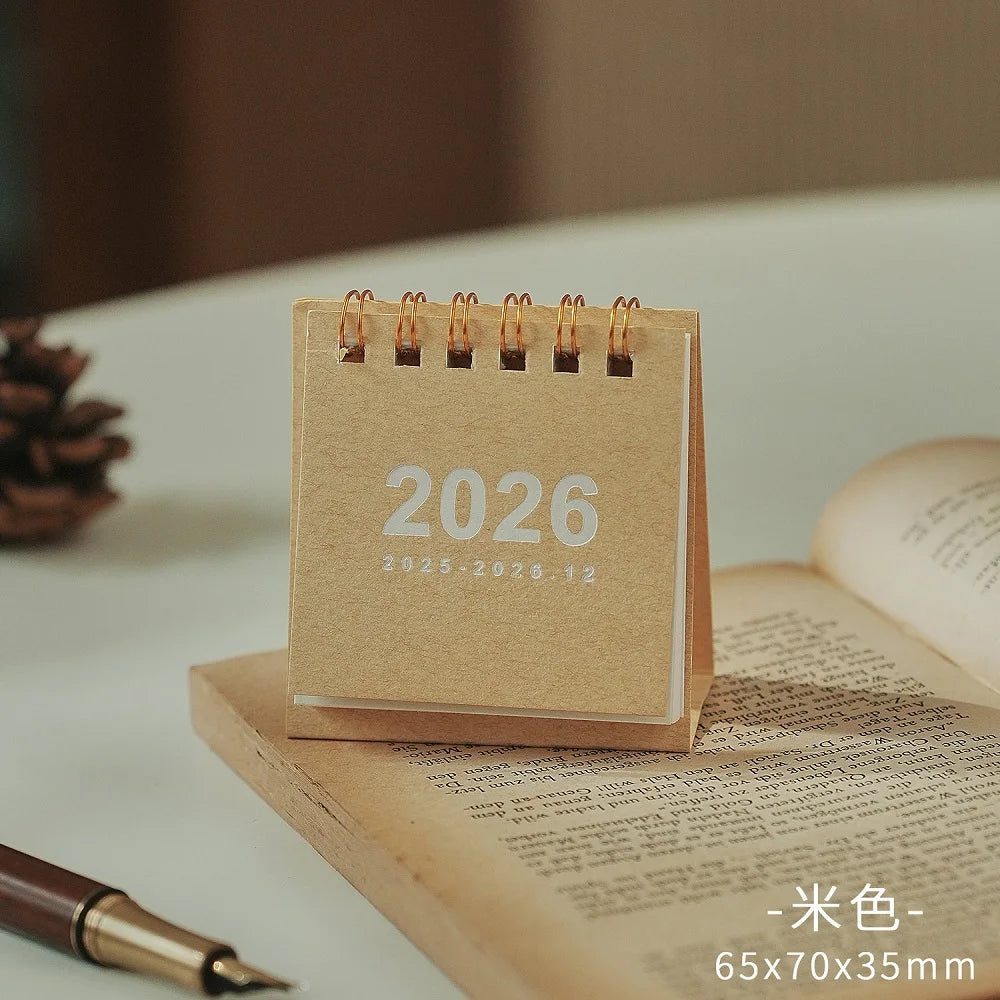 2026 Mini Simple Desk Calendar – Creative Coil Planner & Desktop Office Decoration