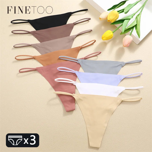 FINETOO 1PCS Women Seamless Thongs – Sexy Low Waist Bikini Panties, Traceless T-Back, XS-XL