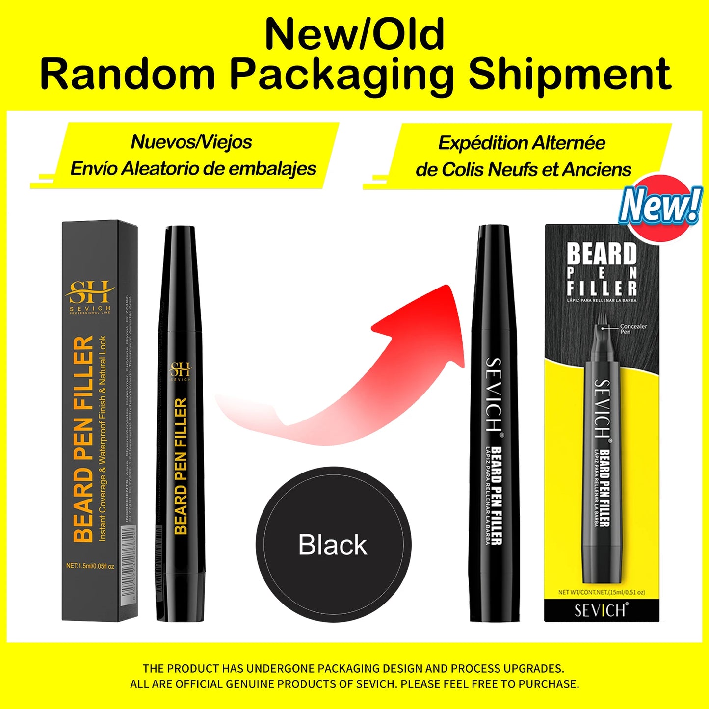 Waterproof Beard & Moustache Filler Pen – Black Beard Enhancer with Brush Tip for Natural-Looking Definition