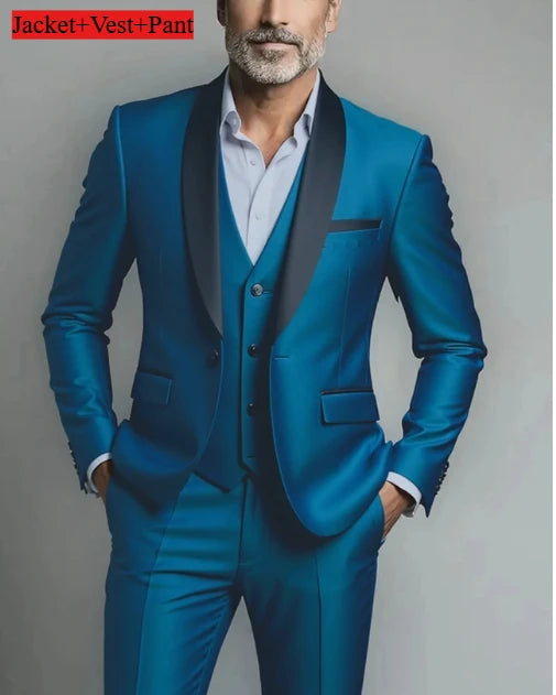 Men's Formal Slim Fit Tuxedo Suit – Luxury Groom & Prom Wedding Outfit