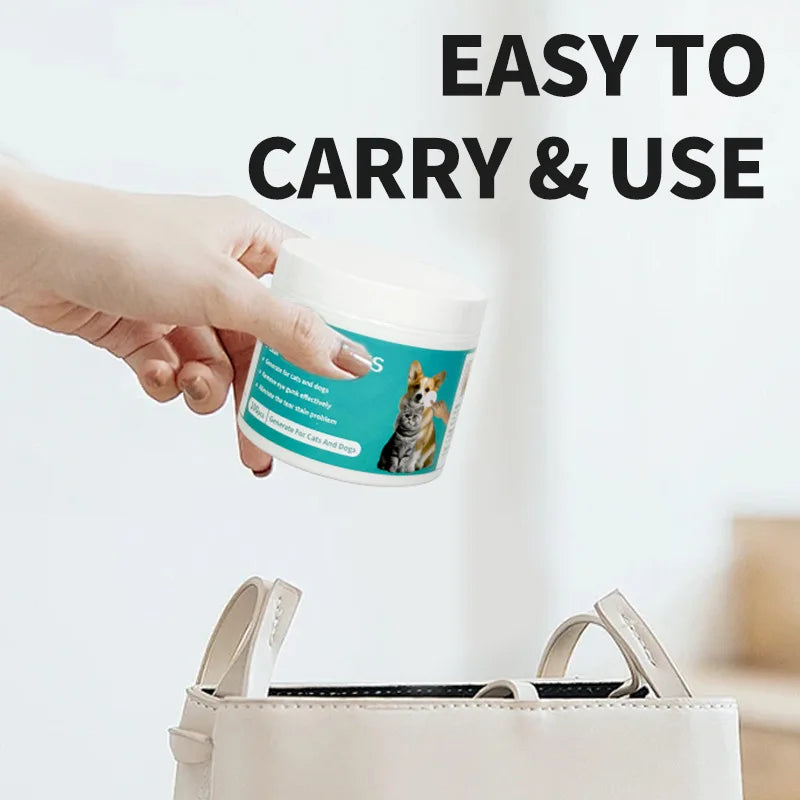 مناديل تنظيف عيون الحيوانات الأليفة - مناديل مبللة لطيفة لإزالة بقع الدموع للقطط والكلاب