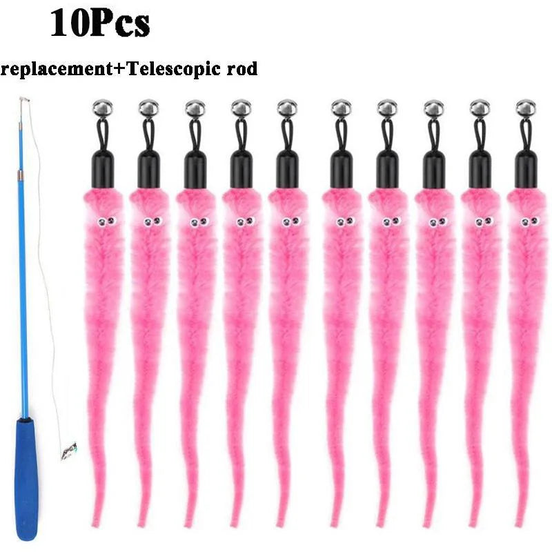 Plush Cat Worm Toy Refill Set – Replacement Heads for Teaser Wands (5/6/10/11 Pcs)