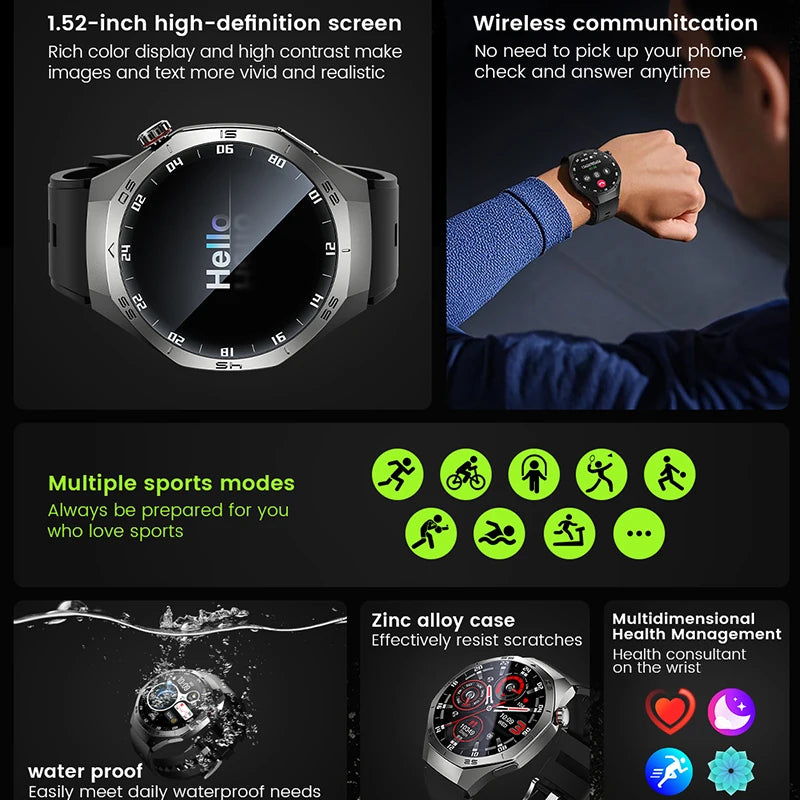 2025 Smart Watch for Men – AMOLED Screen, GPS, Heart Rate, Bluetooth Calls & Waterproof