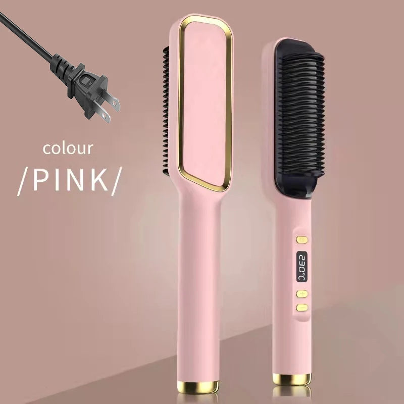 Electric Hot Comb Hair Straightener – Negative Ion Anti-Scald Straightening Brush & Styling Tool