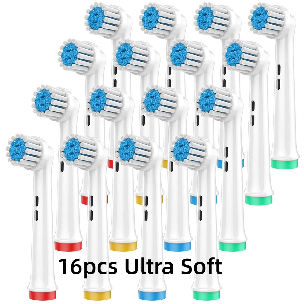 16/20PCS Oral-B Compatible Toothbrush Heads • Replacement Brush Nozzles • Sensitive, Floss & Cross Action Refills