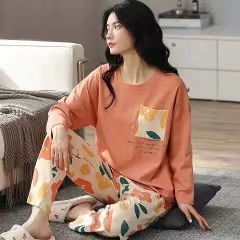 Spring & Autumn Women's Pajama Set | Long Sleeve Homewear | Plus Size Autumn & Winter Sleepwear