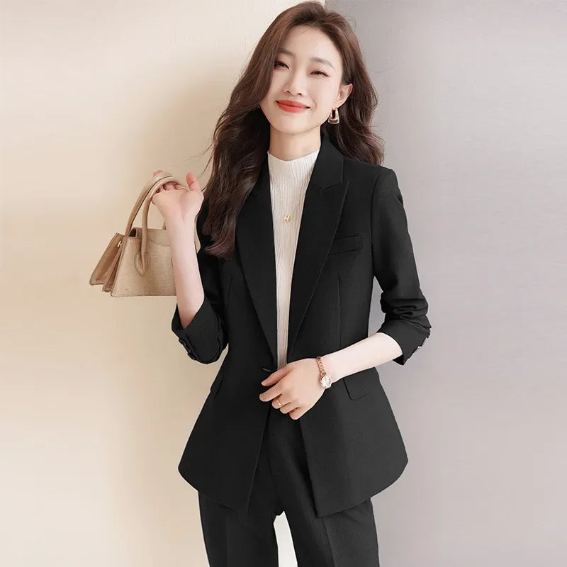 Zihong Women’s Grey Suit Set – High-End Elegant Autumn Fashion Outfit